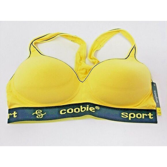 COOBIE SPORTS BRA STYLE 6899 SIZE 32B YELLOW NEW WITH TAGS - Picture 1 of 4